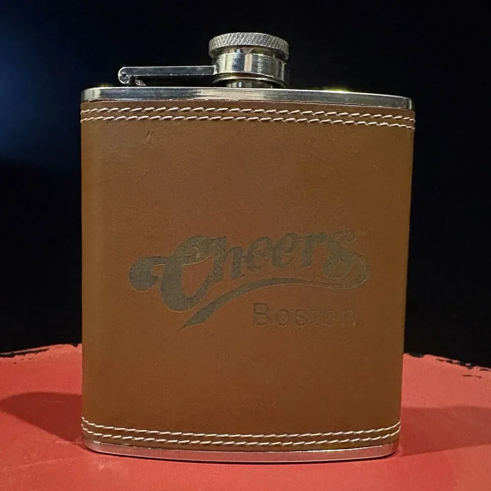 Cheers Boston 6 Oz Stainless Steel Flask Tan Leatherette Pocket Flask